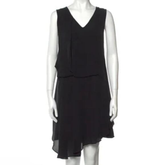 Ulla Johnson 100% Silk Black Drapey Asymmetrical Sleeveless Dress Size 8 - Picture 1 of 6